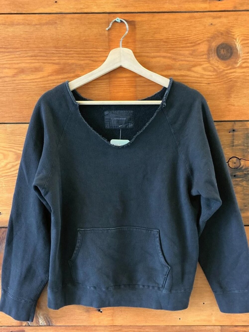 Nili Lotan Faded Black Distressed Sweatshirt
